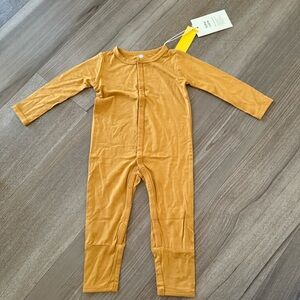 Kyte Baby Yellow Gold Full Snap Button Long Sleeve Romper Jumpsuit Bamboo